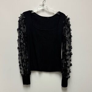 Elegant Black Floral Sleeve Top